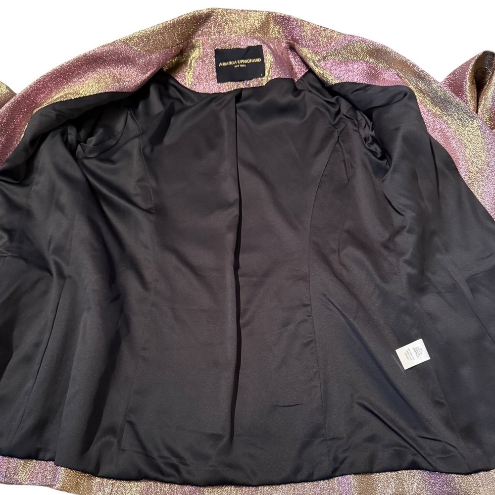 Amanda Uprichard‎ Metallic Blazer Size Large Purple Aldridge Haze Partywear - Picture 5 of 9